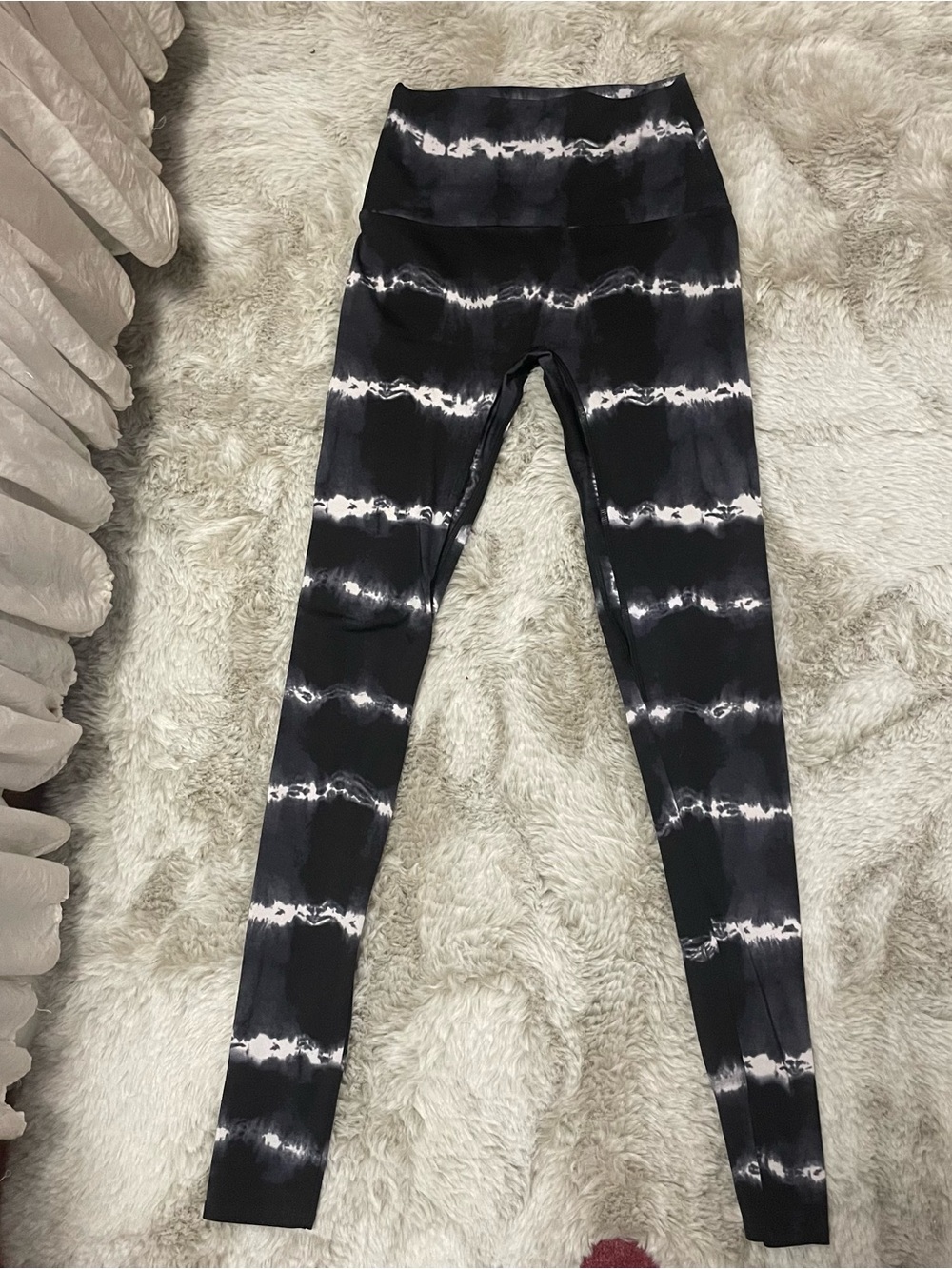 K-DEER Black & White Tie-Dye High-Waist Womens Leggings